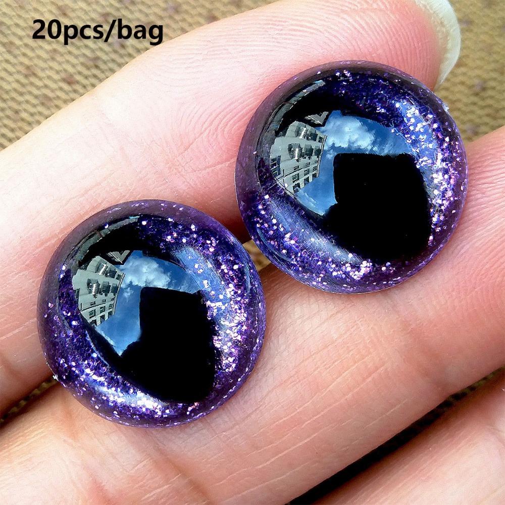 20pcs/set 18mm Safety Glitter Eyes Crafts with Golden Onion Gasket Puppet Colored Eyes Accessories