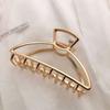 Korean Version Metal Large Hair Clip with Pearl Versatile Curly Hair Shark Clip Fashion Bath Hair Catch Hair Jewelry