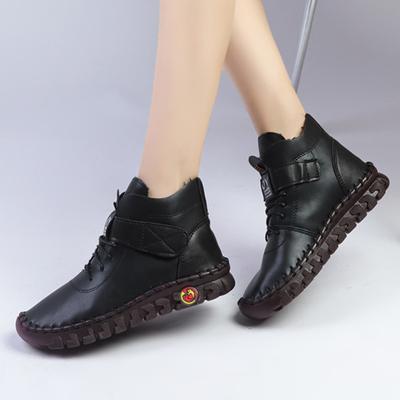 Женские ботинки, новые ботинки с перекрестными шнурками, женская модная короткая плюшевая повседневная обувь, женская горячая распродажа, круглые носки, сохраняющие тепло, ботильоны