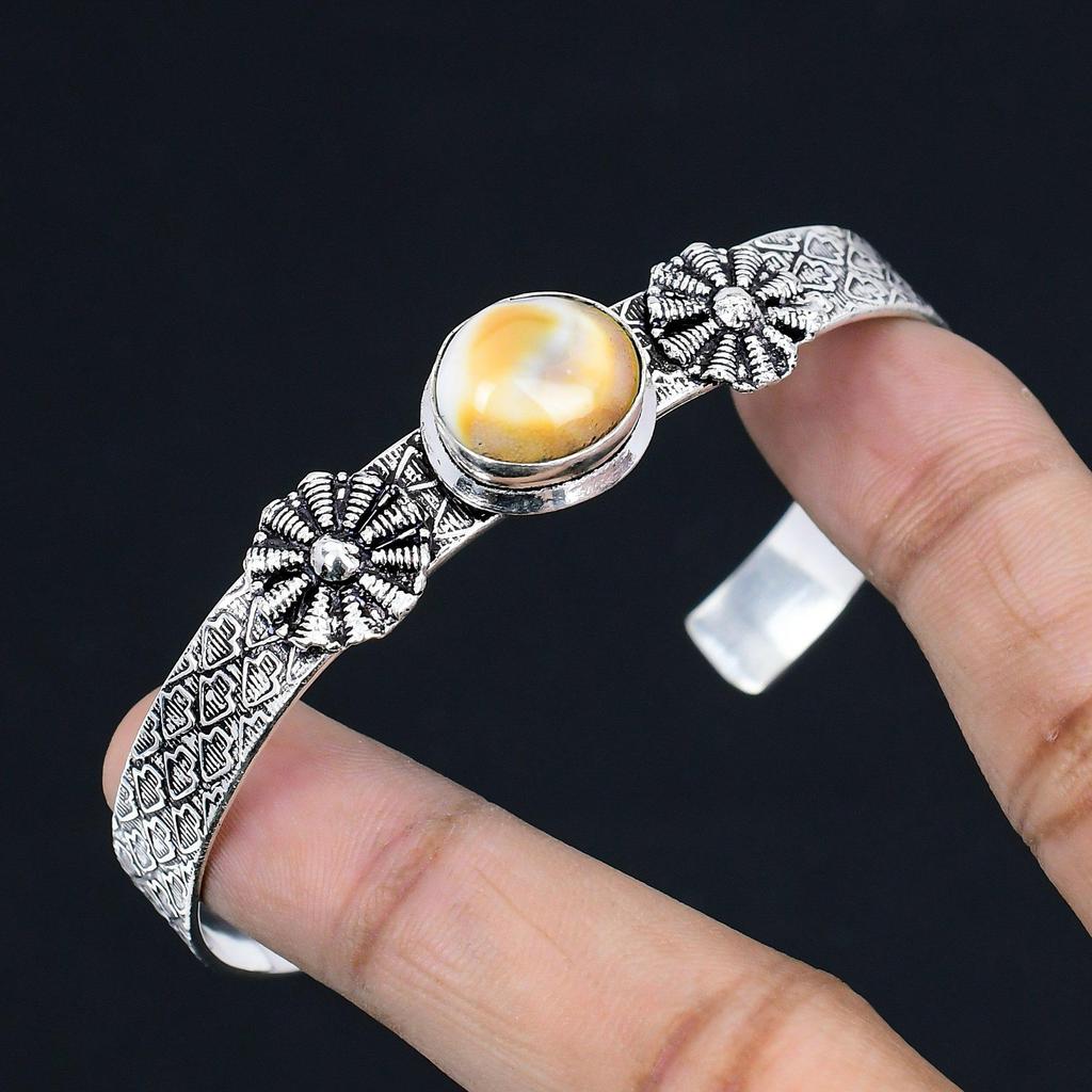 Daughters Day Deal 925 Sterling Silver Shiva Eye Shell Stone New Bangle Bracelet