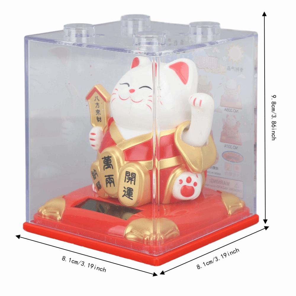 Red & Blue Mini Desktop Fortune Cat 3.19x3.86in Car Dashboard Cat Ornament Car Interior Decor