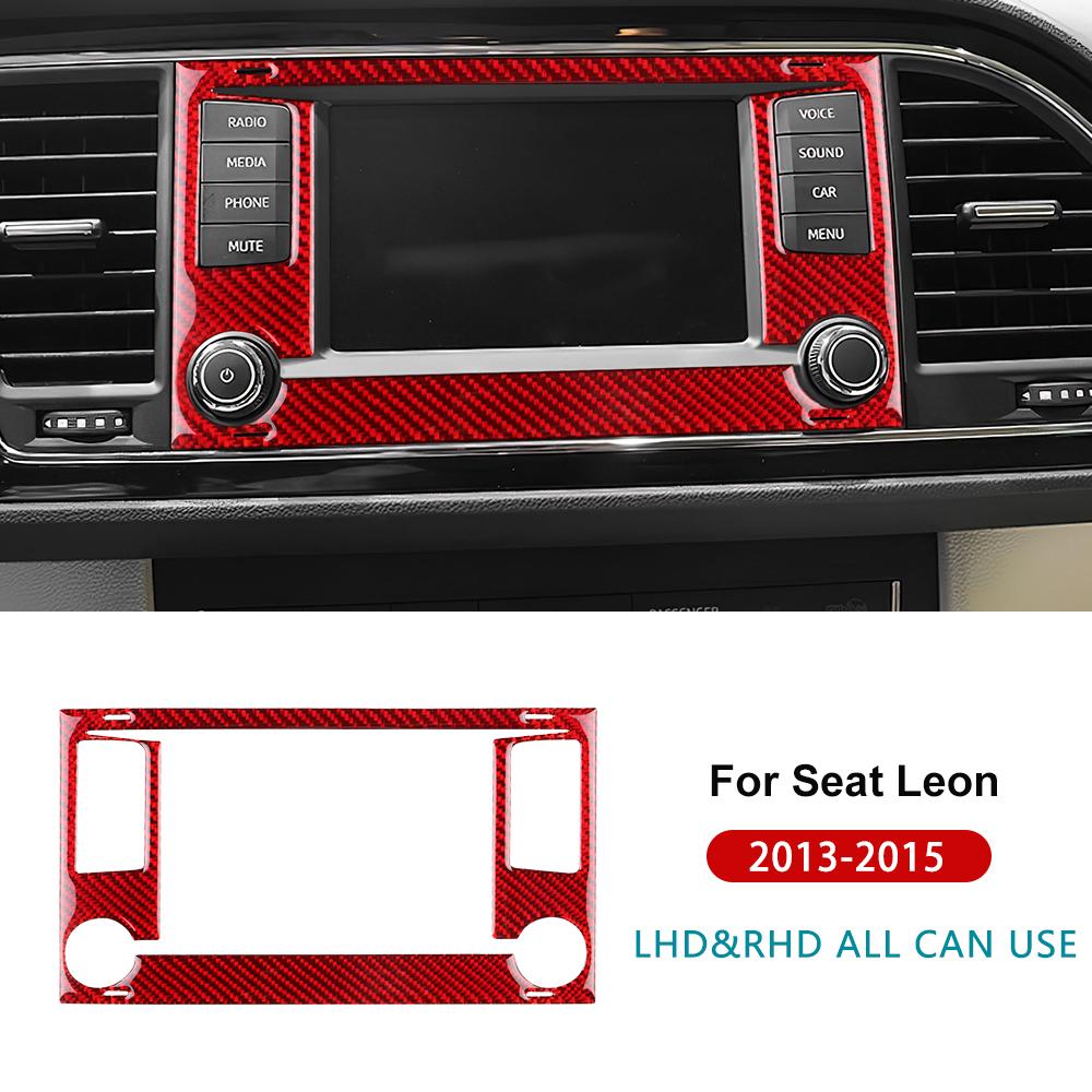 Real Soft Carbon Fiber Sticker For Seat Leon 2013 2014 2015 LHD RHD Car Central Control Screen Trim Interior Accessories