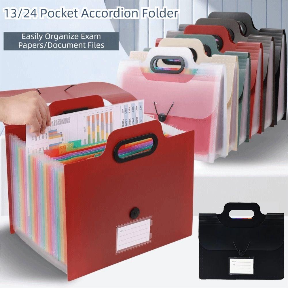 Buckle Closure Expanded File Folders Colorful Inner Pocket File Holder A4 Document Bag Home