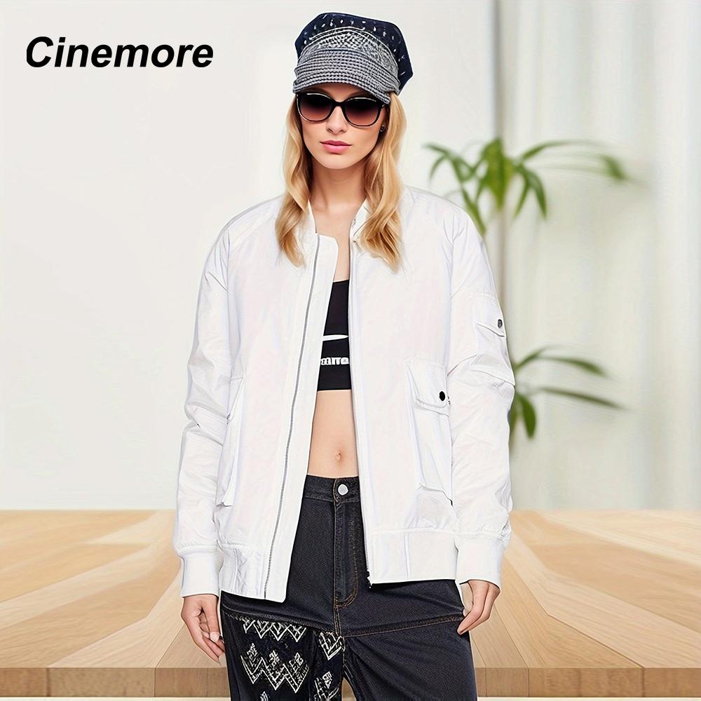 Cinemore 2024 Spring Autumn Women Jacket Short Zipper Pockets Warm Female Jacket Parkas Causal Women's Coat Female Outerwear Tops 92288