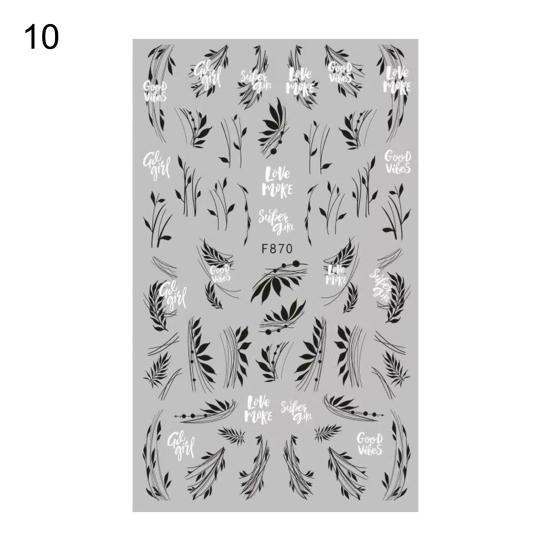 Наклейка для ногтей с цветком, различные узоры, самоклеящаяся черная белая бабочка, переводная наклейка для ногтей на лето