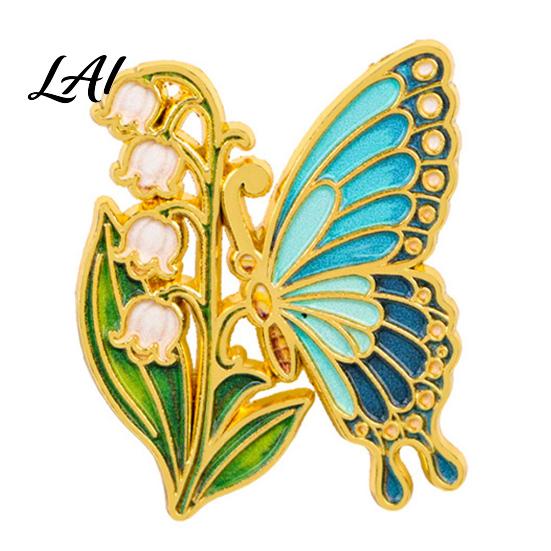 Butterfly Shaped Brooch Enamel Flower Pin Floral Badge for Sweaters Women Inscet Pin Coats Scarves Women