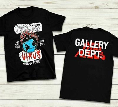 Футболка Gallery Dept, Футболка с мировым туром, Футболка в стиле хип-хоп, Унисекс футболка Gallery Dept