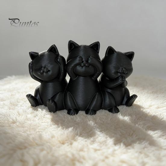 Минималистичные Кошачьи Украшения, Фигурки Трех Мудрых Кошек, 3D Печатная Статуэтка для Стола, Прочный Декор для Полки, Украшение Древней Мудрости, Домашний Офис,