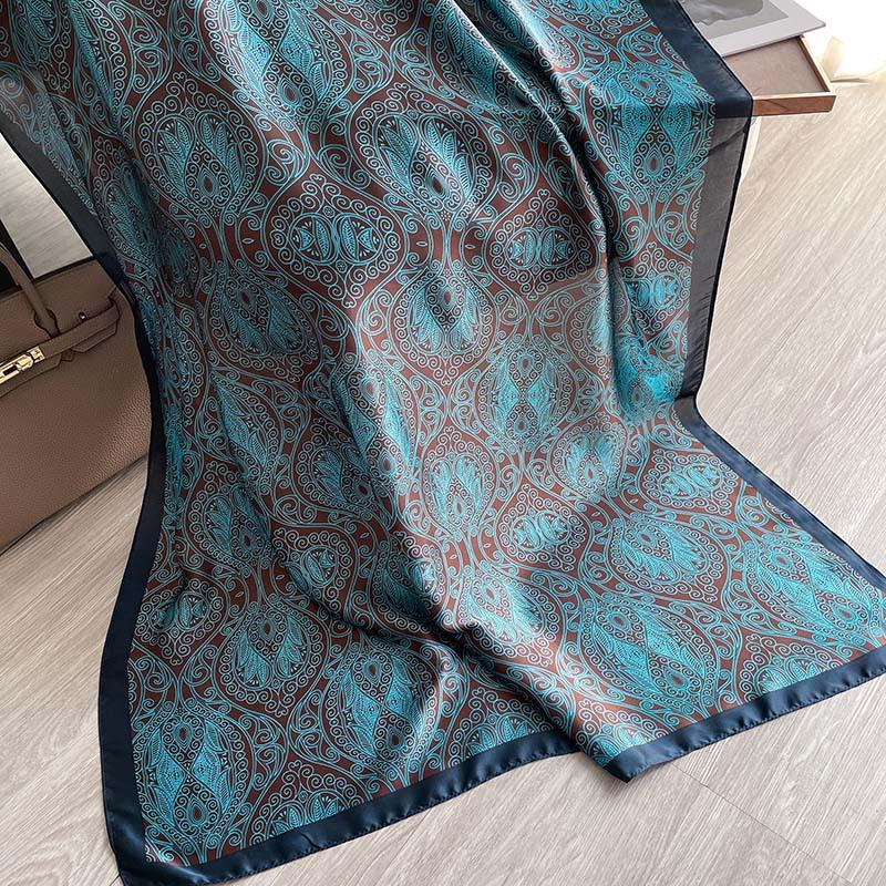 Print Scarf Blue and Green Totem Big Women Shawl Beach Towel Women