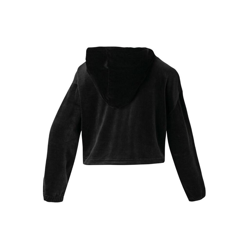 Adidas Укороченная толстовка с капюшоном Originals Clover с логотипом, женские топы, черный GI1117