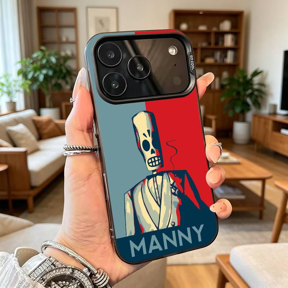 Game Grim Fandango Phone Case For iPhone 17,16,15,14,13,12,11 Plus,Pro Max,XS,Colored Silver Plated Inside Cover