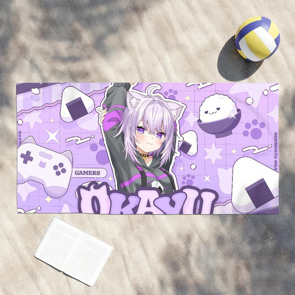 Певица N-Nekomata O-Okayu Vtuber Полотенце Мягкое Легкое Анти-Песок Большое Пляжное Полотенце Быстросохнущее Ванна Спорт Семья