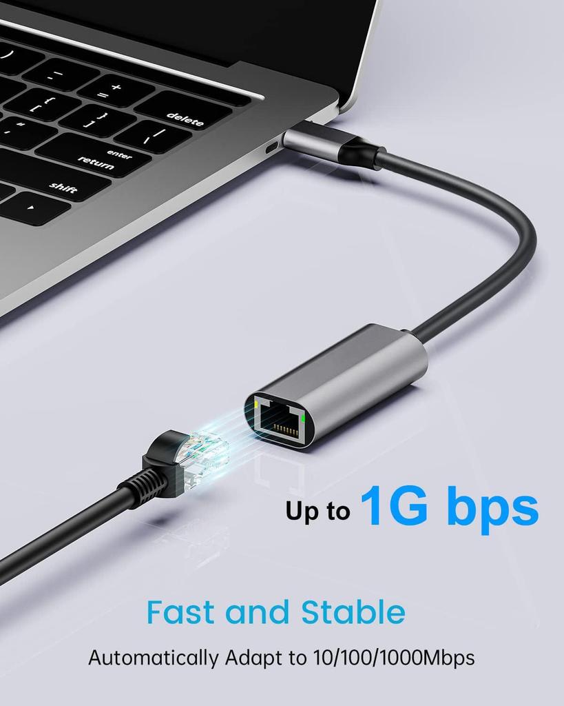 USB-C to RJ45 Gigabit Ethernet Driver-Free Adapter Cable