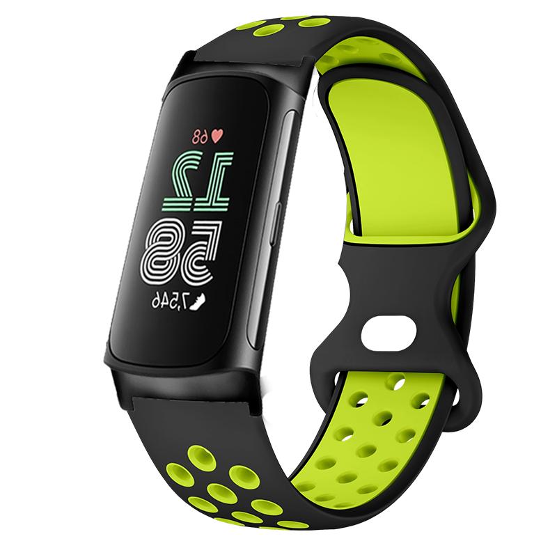 Ремешок с круглым отверстием для Fitbit Charge 6 Быстросохнущий Дышащий Спортивный браслет Совместимый с Fitbit Charge 5 Мягкий силиконовый ремешок