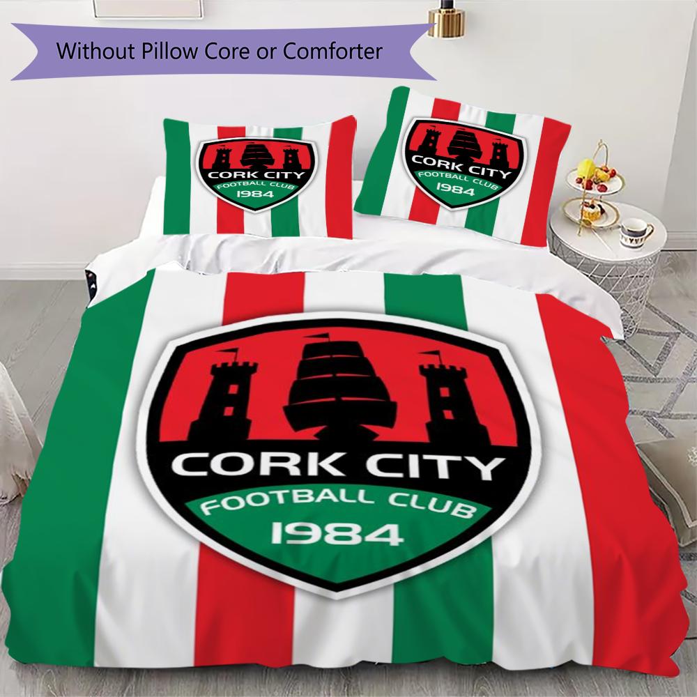 cork city fc Pattern Bedding uilt Set uilt Cover Pillowcase Home Decoration Birthday Gift (1 * duvet cover + 2 * pillowcase without core)