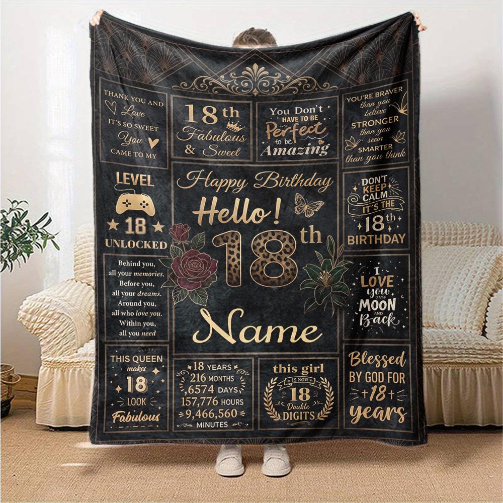 18Th Birthday Celebration Customize Your Name Blanket Soft Comfortable Lightweight And Versatile All Year Round Suitable For Travel Camping Picnics