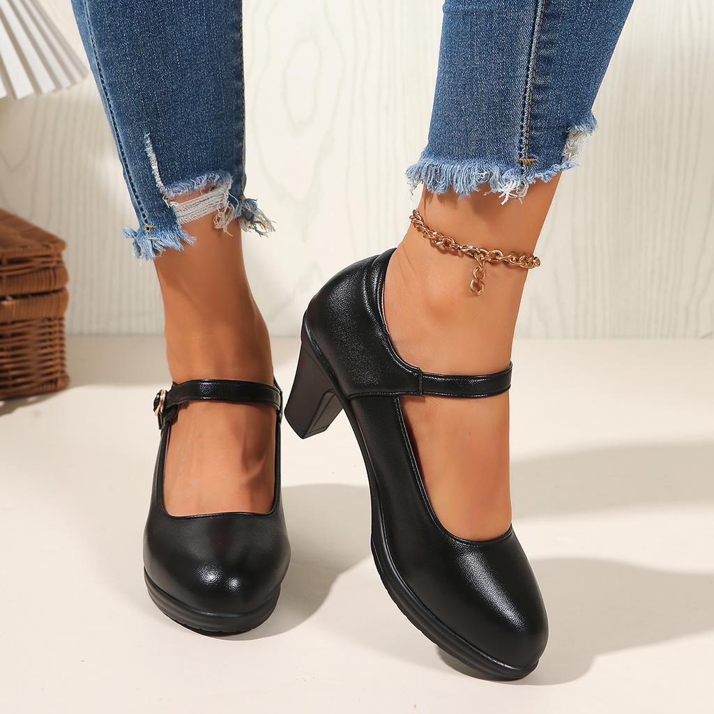 Fashion High Heels Platform Pumps 2025 Spring/autumn New Fashion Buckle Solid Rounf Toe Swallow Shallow Sexy Elegant Pumps for Women