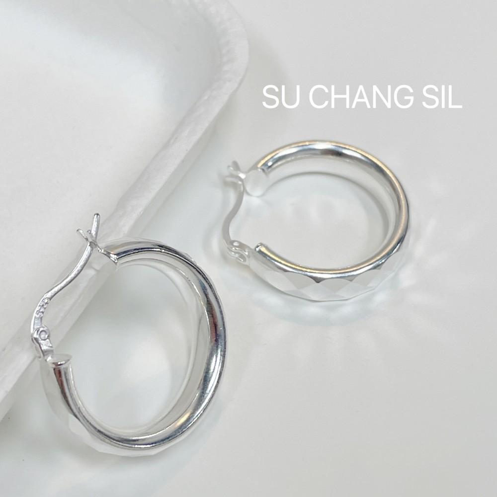 Su Chuang Серьги-кольца из стерлингового серебра S925, гладкие, для женщин - Легкая роскошь, Высококачественные, Универсальные ушные манжеты в корейском стиле.