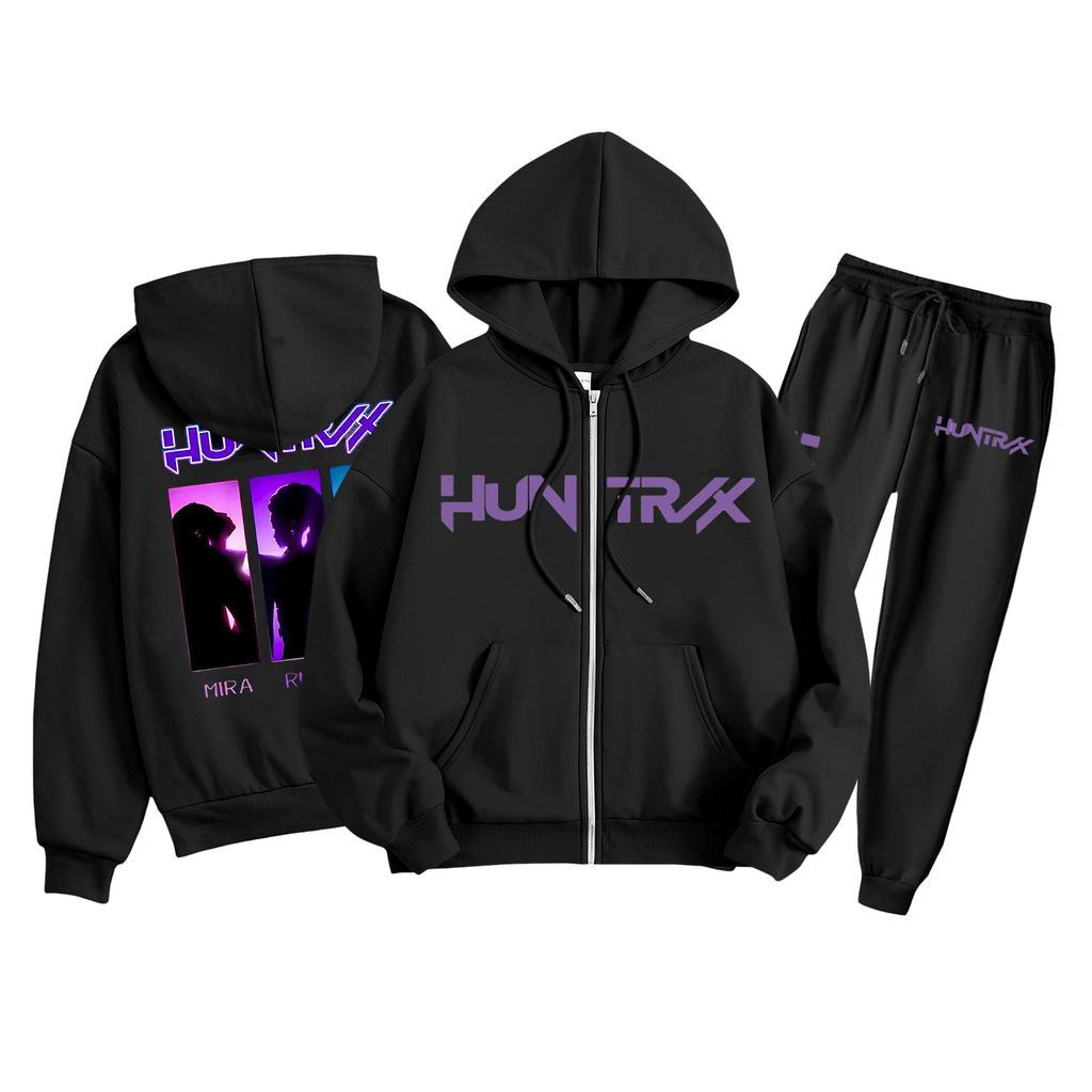 Детская мода Толстовка с капюшоном на молнии с длинными рукавами и спортивные штаны Однотонный комплект толстовки с карманами