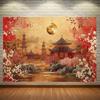 Traditional Chinese Garden Background Cloth for Mid-Autumn Festival