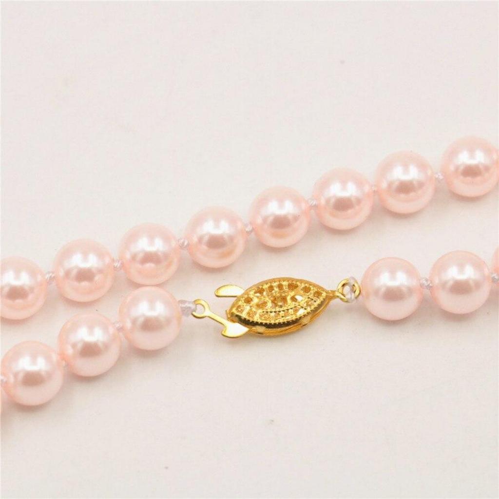 Модные новые аксессуары, детали для рукоделия, 8 мм, розовое ожерелье с жемчугом в виде ракушек океана, 50 дюймов, для девочек, женщин, подарки, орнамент, изготовление ювелирных изделий