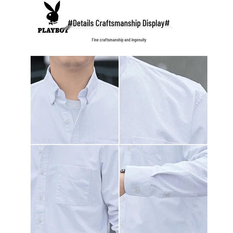 PLAYBOY Мужская хлопковая рубашка с длинным рукавом