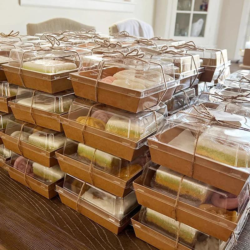 10 шт. крафт-бумага для торта, макарон, десерта, пончика, коробка для упаковки печенья, сэндвича, одноразовая коробка для еды, принадлежности для дня рождения