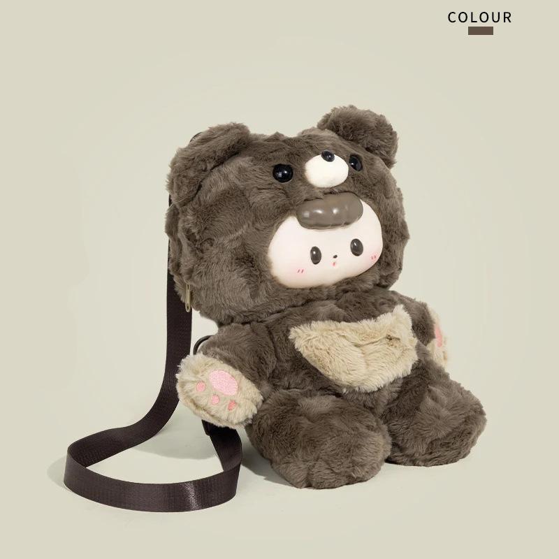 2025 New Girls Birthday Gift Cute Plush Bear Backpack High Value Doll Bag Small Backpack