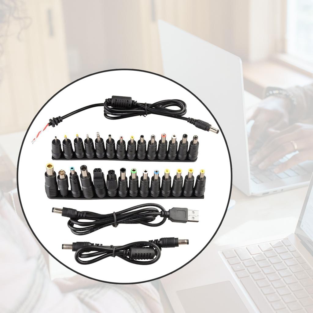 Универсальный набор разъемов питания для ноутбука, 28 штук, набор адаптеров-наконечников, вилки и адаптеры для блоков питания с кабелем для различных моделей