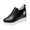 New High Heels Embroidered Shoes Casual Black Women's Sneakers Leisure Platform Shoes Slip-On Breathable Height Increasing Shoes