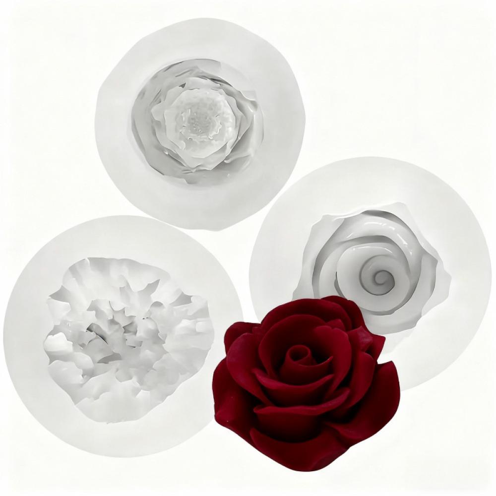 3-Piece Rose, Peony, and Carnation Silicone Molds, Candle, Soap, Clay Molds, Suitable for Handicrafts, Home Decoration, Weddings, Birthdays,