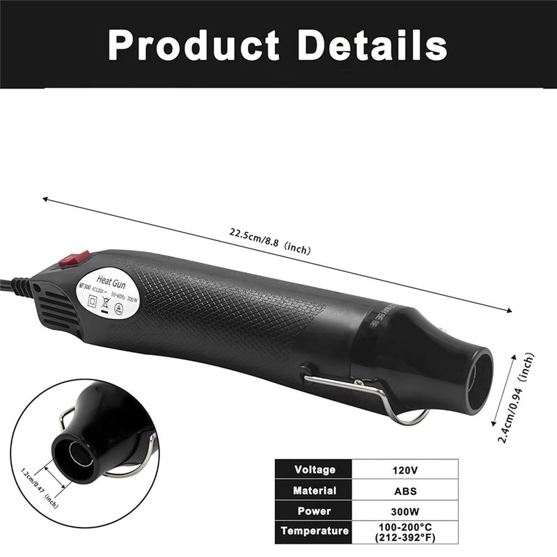 AEE2-Mini Hot Air Gun Dual Speed Temperature Adjustment Fast Hot Air Gun Handmade Soft Clay Drying Shaping EU Plug