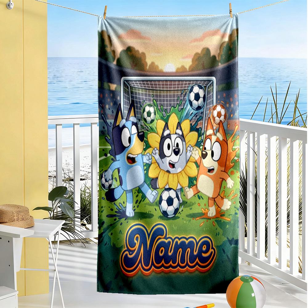 Christmas Football Fun Customized Name Beach Towel Super Soft Microfiber Quickdry Fabric Portable for SwimmingBeachCamping Travel Beach AccessoriesGym