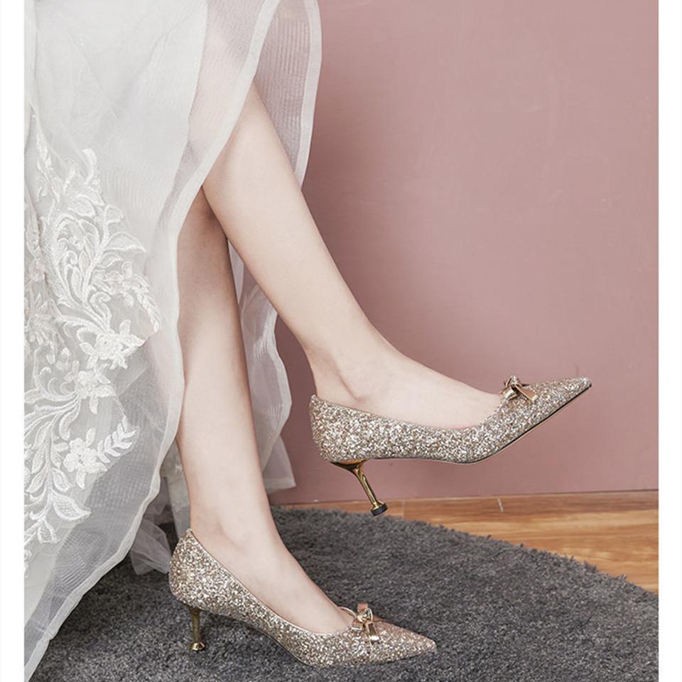 Cresfimix Zapatos De Mujer женские милые легкие серебристые свадебные туфли на шпильках женские повседневные туфли на золотистом блестящем каблуке A9426