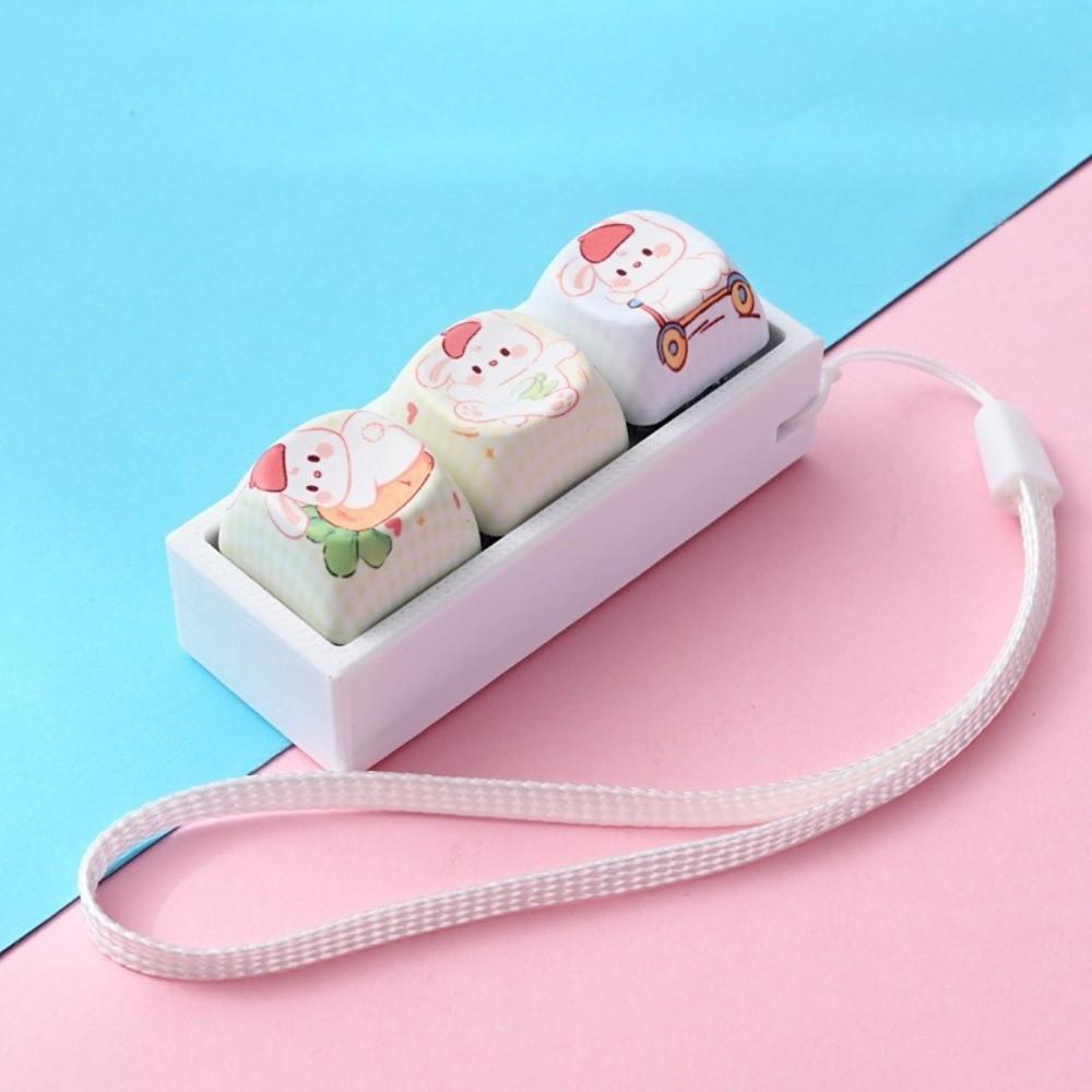 Cartoon Cat Keycap Fidget Keychain 3 Keys Finger Press Keycap Keychain Calming