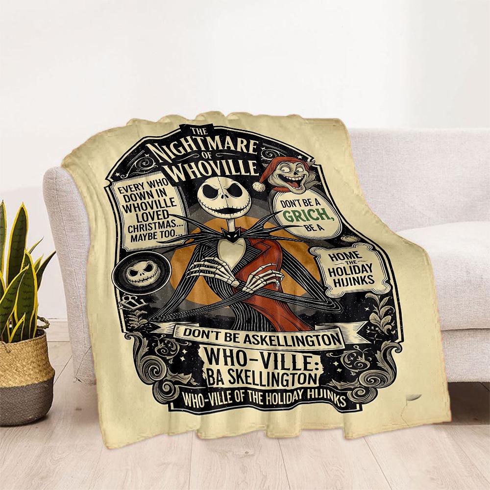 Christmas Nightmare Blanket Comfortable Great for Bedding Office Chair Sofa for All Occasions Playful Design Birthday Christmas Gift Blanket