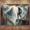 2D flat, giant walks through mountains background fabric, suitable for home decor, party decor, polyester
