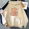 Ladies Spring Autumn Casual Hooded Long Sleeve Big Pocket Capybara Printed Pullover Hoodies Sweatshirt Top