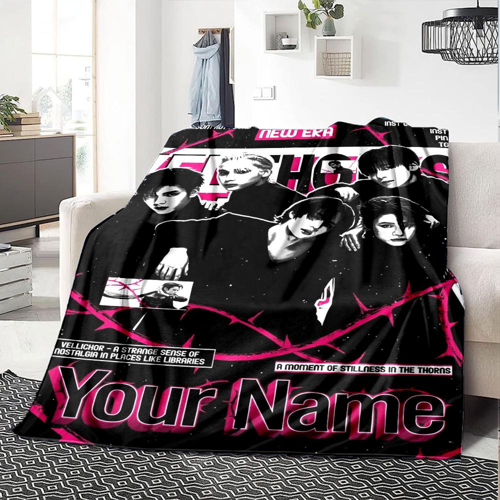 Name Custom TXT Poster Print Flannel Blanket High Quality Warm Comfortable Cover for All Seasons Perfect for Gifts Home Decor