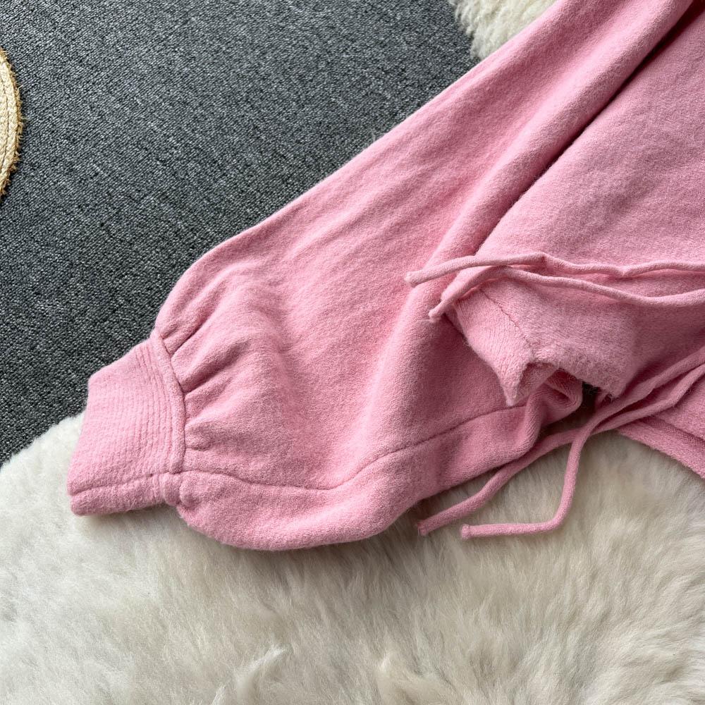 Вязаный кардиган-свитер на пуговицах-катушках в стиле ретро для осени и зимы + юбка миди с разрезом на бедре, комплект из двух предметов