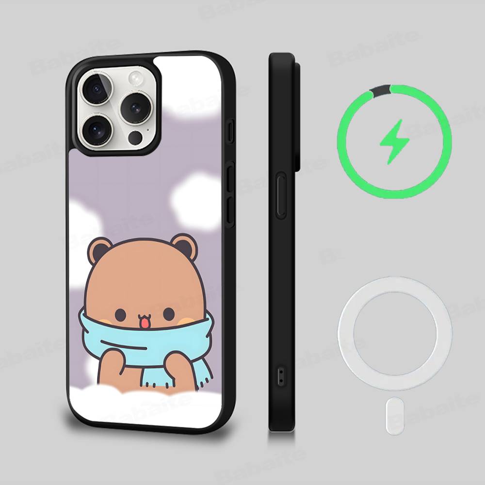 BUBU DUDU Мультяшный Матовый Магнитный Чехол Для Телефона Для IPhone 16 17 15 14 13 12 11 Для Magsafe Беспроводной Зарядки