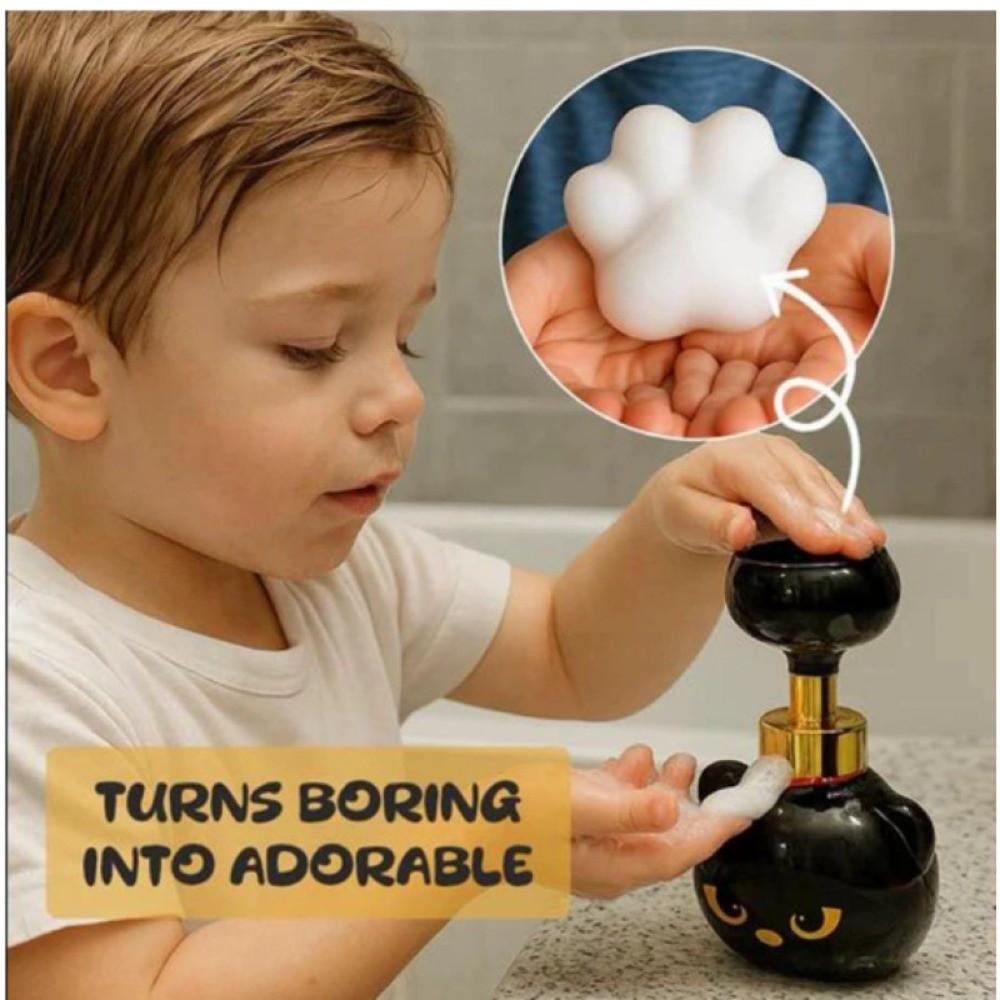 400ml Cat Paw Foam Soap Dispenser Refillable Container Modern Black Kitten Hand Children Plastic Pressing Type Head Bottling
