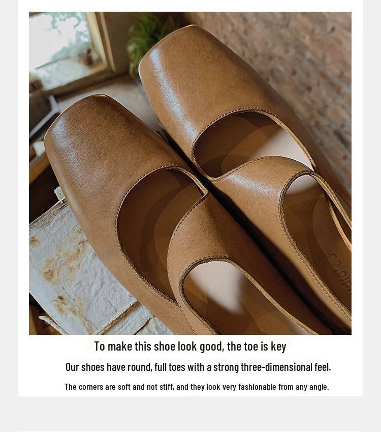 Grape Mom Studio Высококачественные лоферы из лошадиной кожи с квадратным носком и массивным каблуком для женщин - Осенний стиль