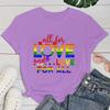 (Premium T-shirt)Cute Lgbt All For Love And Love For All Printed T-Shirts For Women Short Sleeve Funny Round Neck Tee Shirts