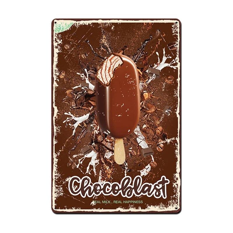 Ice Cream Vintage Metal Poster Retro Chocolate Matcha Cupcake Tin Signs Plaques Wall Decor for Cafe Coffee Shop Club Restaurant