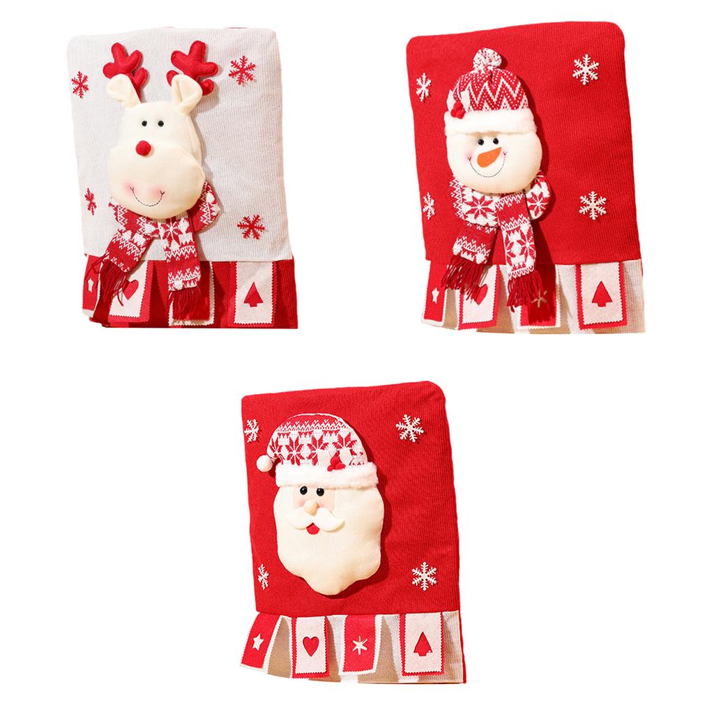 Chair Covers Dining Room Chair Back Cover Slipcover Santa Snowman Elk Pattern for Christmas Holiday Festival Decoration
