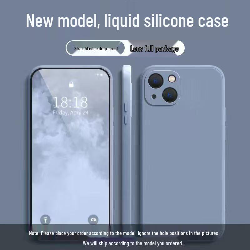 Чехол из жидкого силикона для Apple iPhone 14: Простой стиль, Полное покрытие, Защита от падений, Однотонный, Приятный на ощупь.