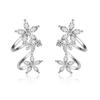Korean Sweet Flower Arc Zircon Ear Clip Earrings