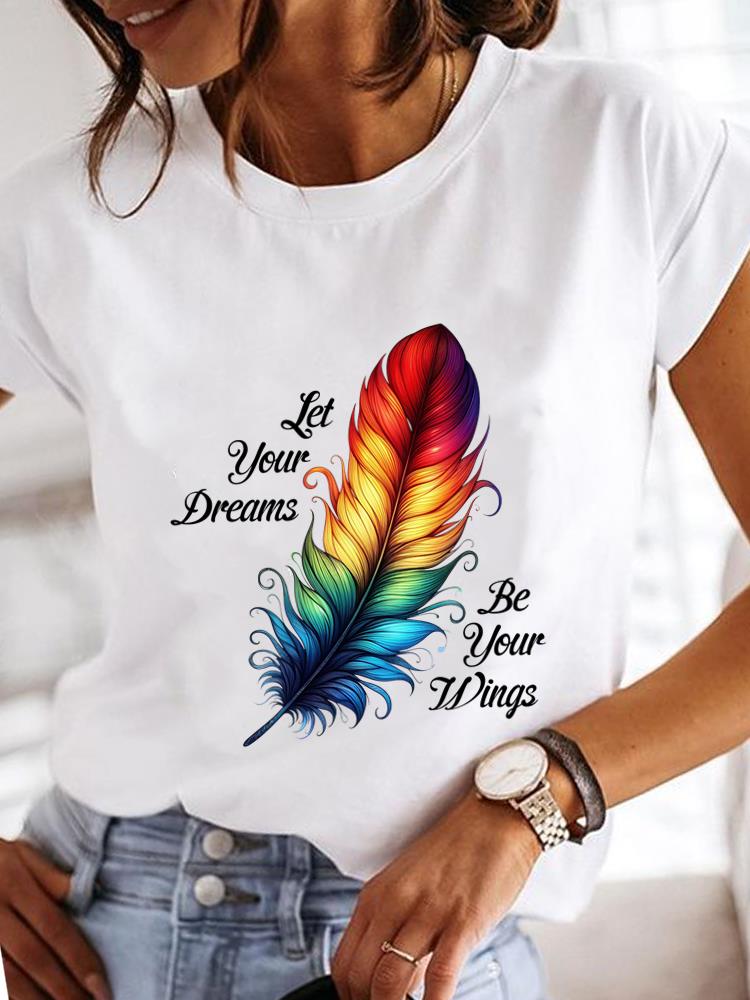 (Asian Size) Clothing T Shirt Lovely Cartoon Butterfly Fashion Tee Print Lady Women Casual Top Short Sleeve Female Graphic T-shirts