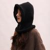 Однотонная вязаная балаклава, шерстяной воротник для шеи, шапка-бини, милый капюшон, для девочки
